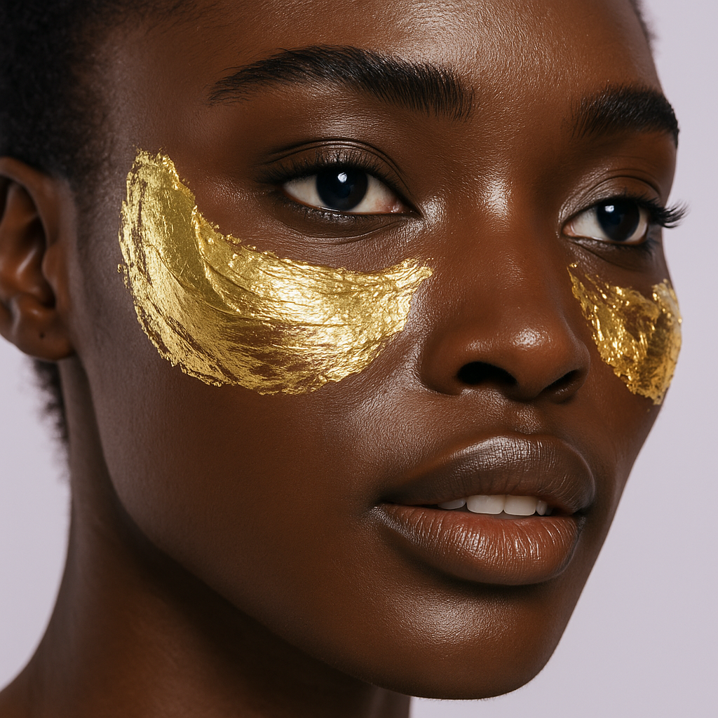 MASCHERA VISO GEL DORATA applicata su viso (1)