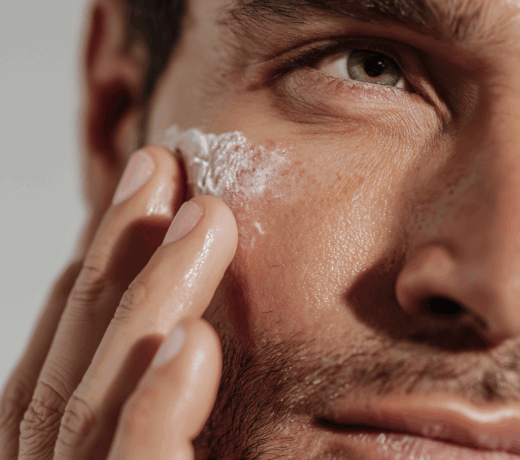 applicazione Emulsione anti-età effetto velluto modello uomo