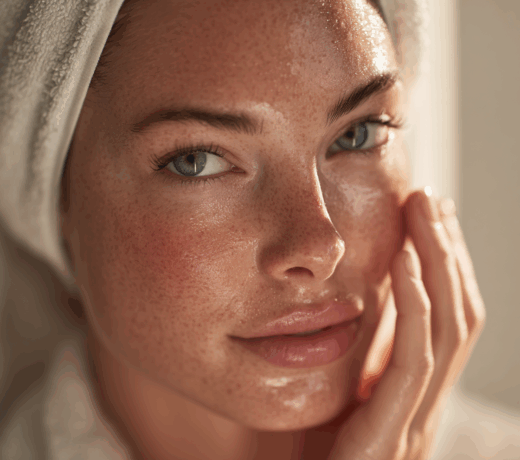 Applicazione Soluzione micellare vitaminica su modella donna